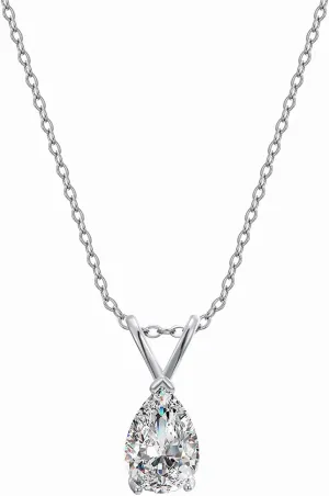 Diamond Necklaces for Women, 925 Sterling Silver Dainty Teardrop Pendant Choker Necklace Simple CZ Jewelry Charm Chain Necklaces for Women Trendy Gifts