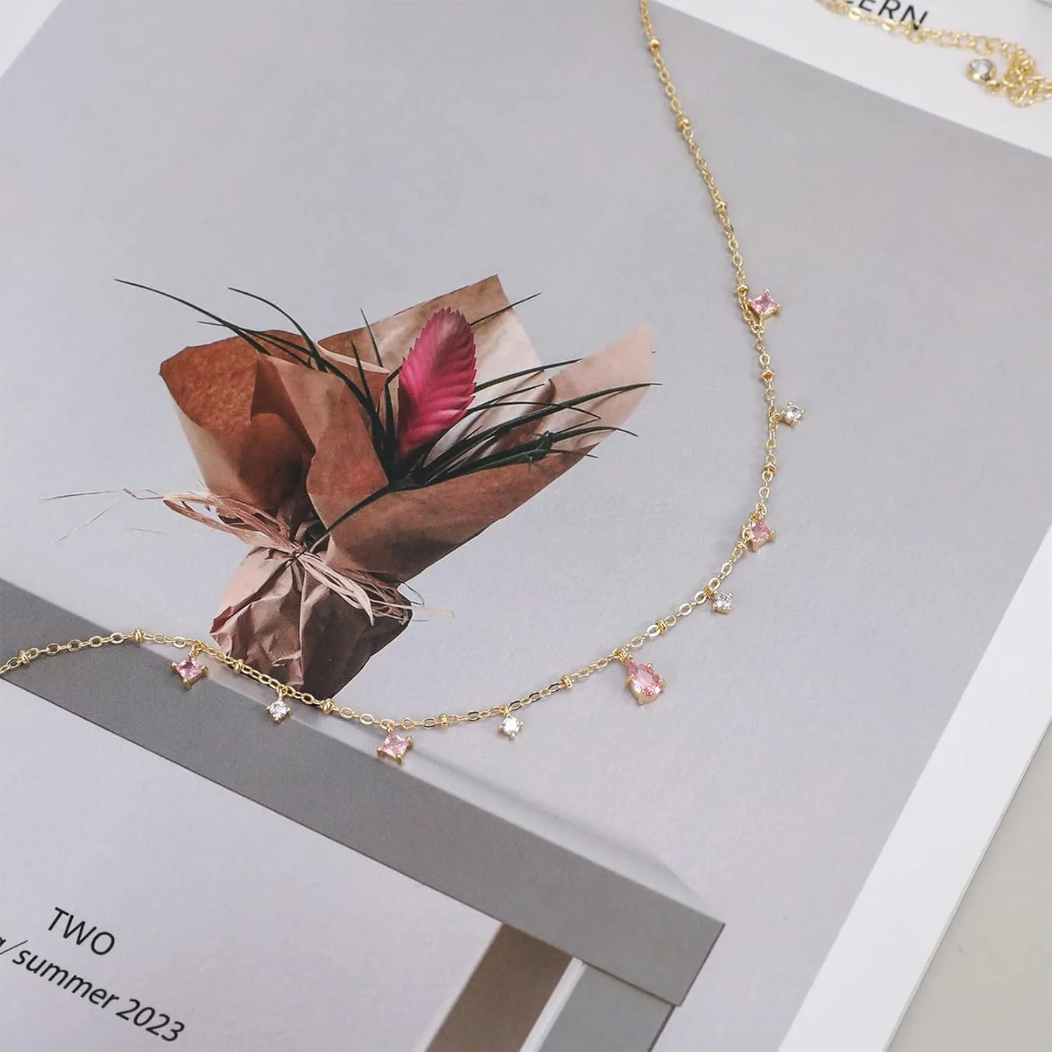 Diamond Necklaces for Women Dainty Leaf Necklace 14k Gold Plated Layered CZ Moon Necklace Simple Diamond Choker Necklaces for Women Trendy Jewelry Gifts