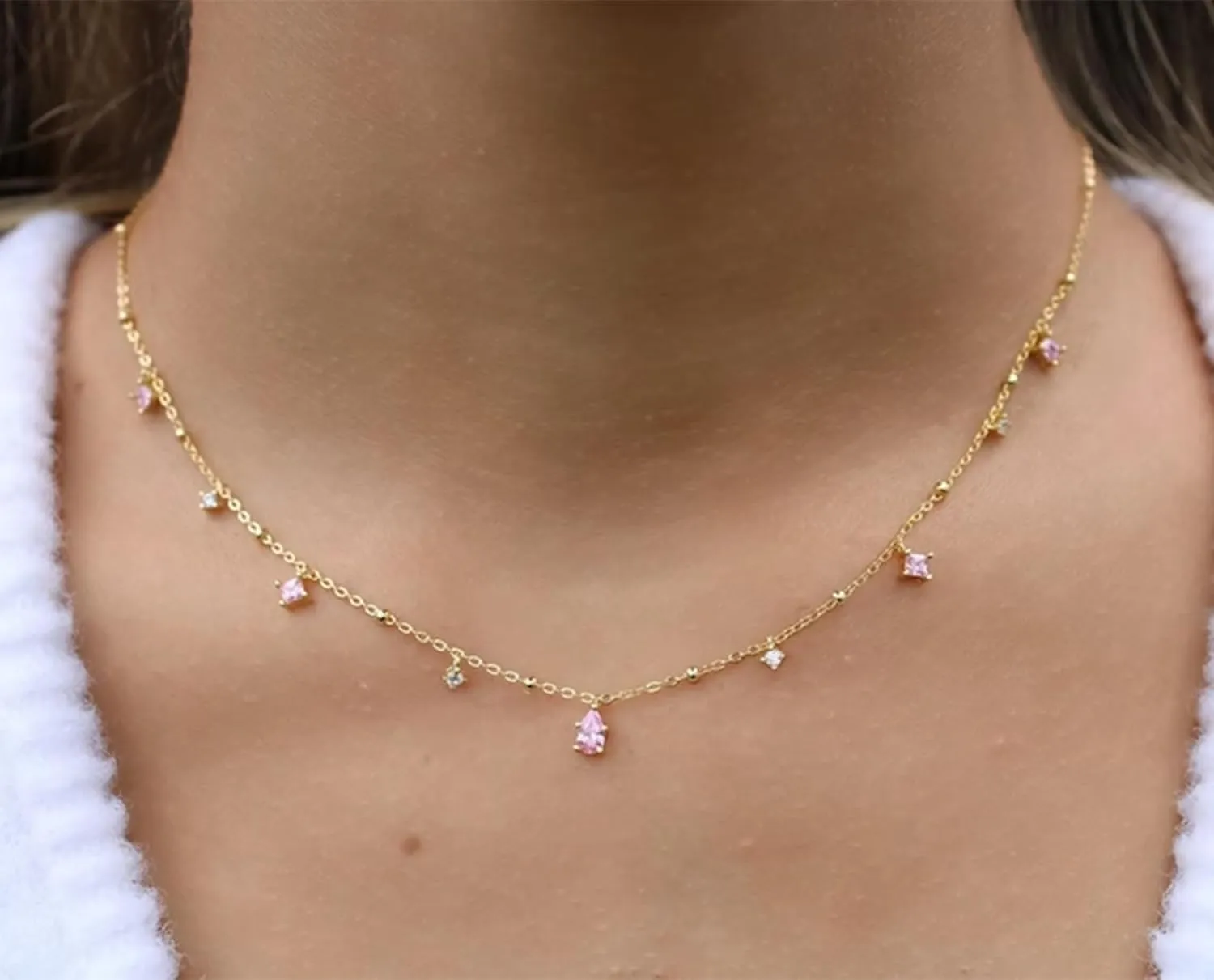 Diamond Necklaces for Women Dainty Leaf Necklace 14k Gold Plated Layered CZ Moon Necklace Simple Diamond Choker Necklaces for Women Trendy Jewelry Gifts