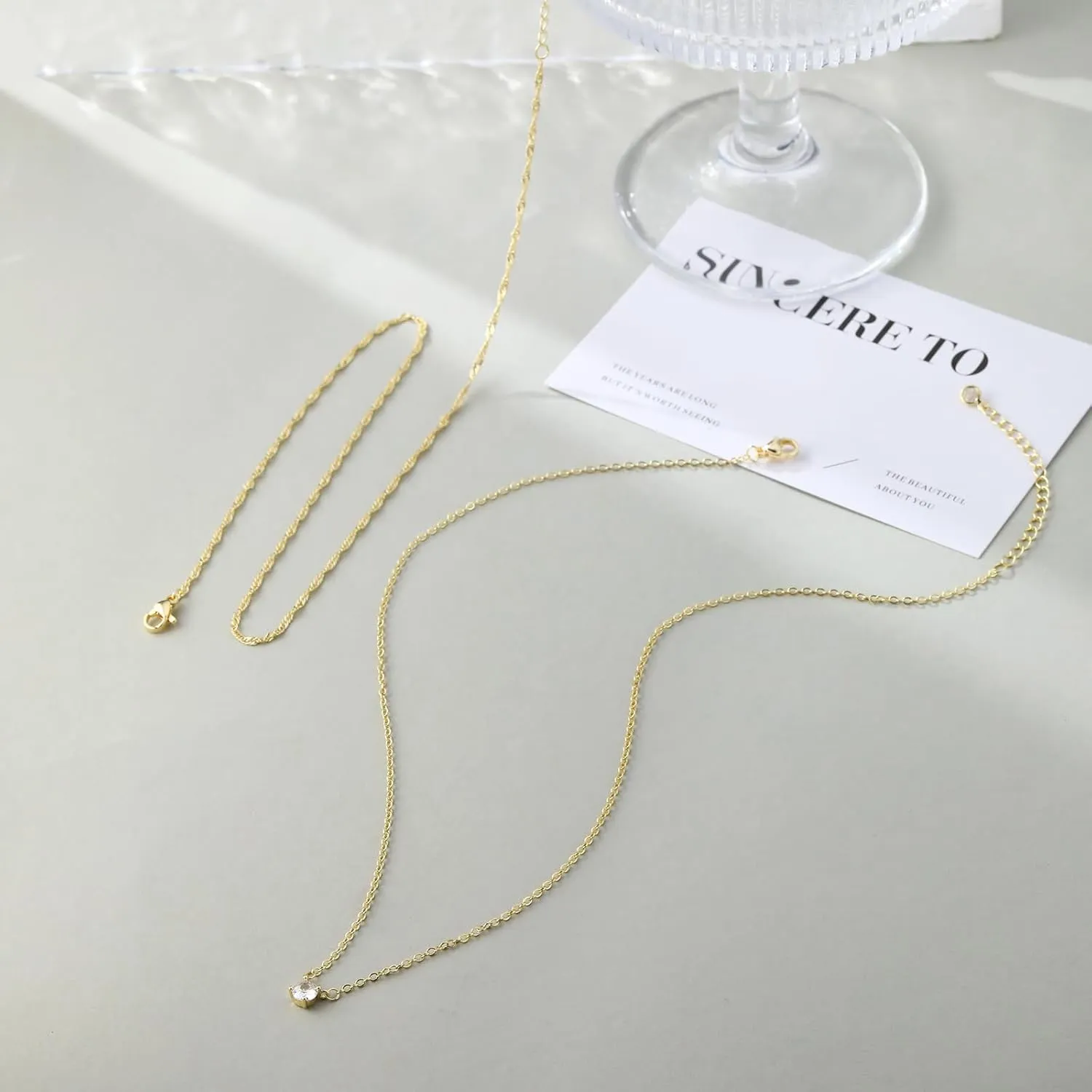 Diamond Necklaces for Women Dainty Necklace 14k Gold Plated Diamond Chain Simple Diamond Choker Necklaces for Women Gold Necklace Non Tarnish Trendy Jewelry Perfect Choice