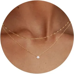 Diamond Necklaces for Women Dainty Necklace 14k Gold Plated Diamond Chain Simple Diamond Choker Necklaces for Women Gold Necklace Non Tarnish Trendy Jewelry Perfect Choice
