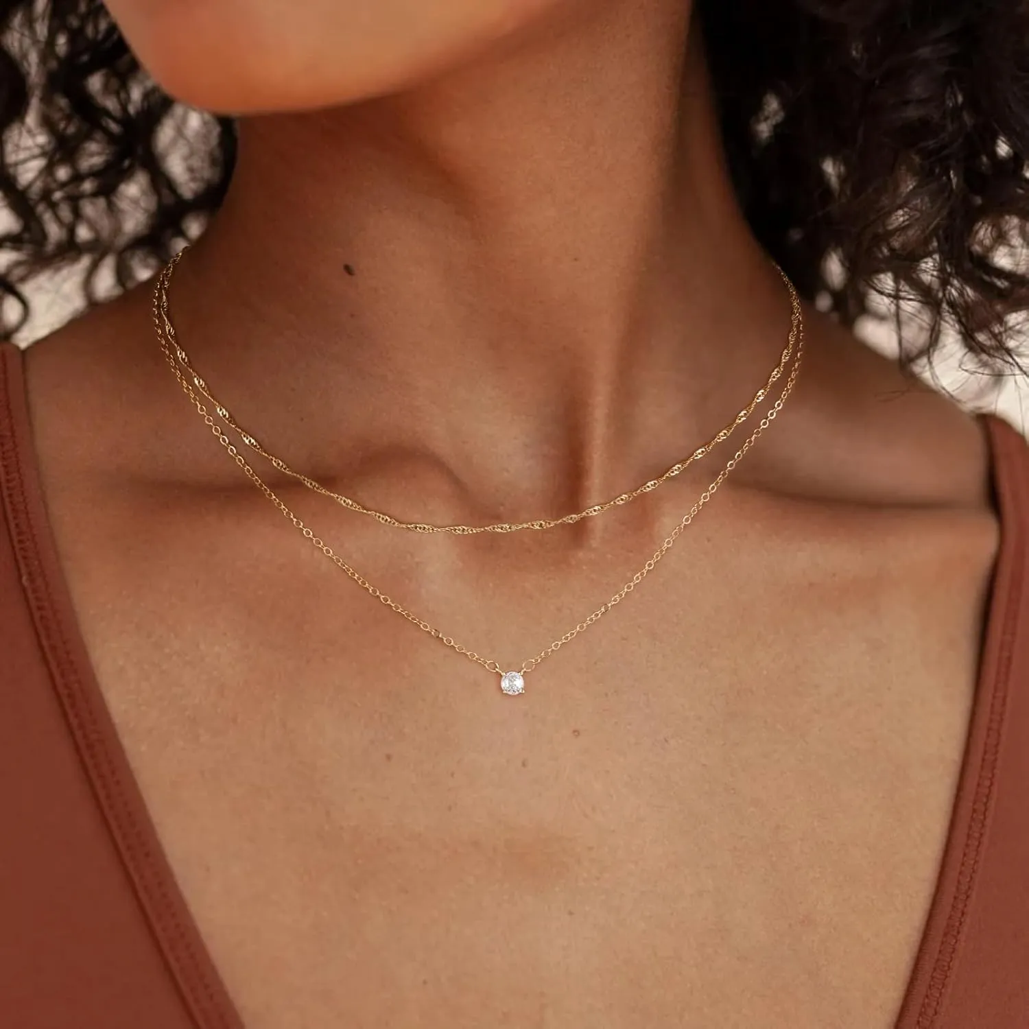 Diamond Necklaces for Women Dainty Necklace 14k Gold Plated Diamond Chain Simple Diamond Choker Necklaces for Women Gold Necklace Non Tarnish Trendy Jewelry Perfect Choice