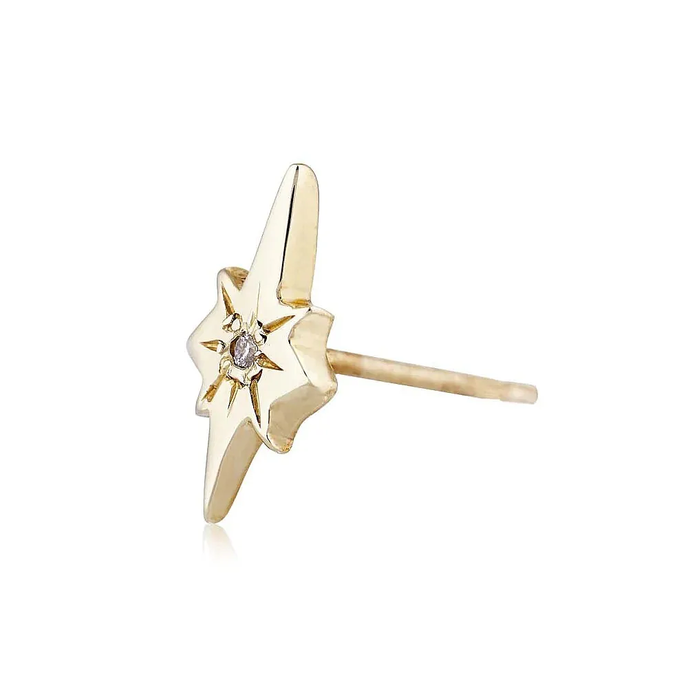 Diamond Nova   10k Gold Stud Earring