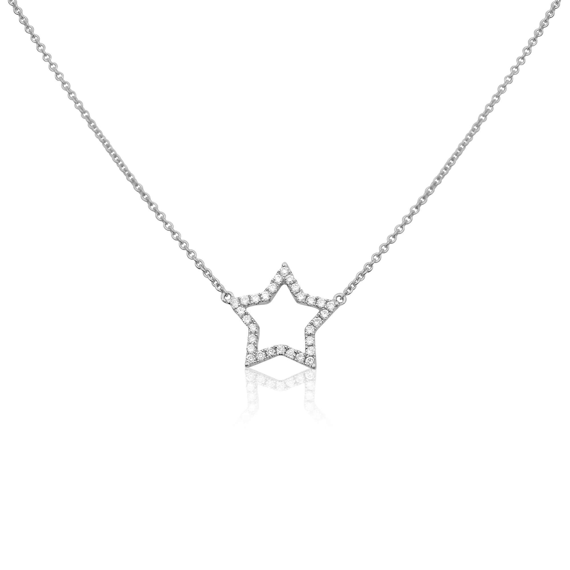 Diamond Open Star Pendant Necklace