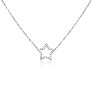 Diamond Open Star Pendant Necklace