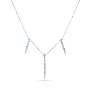 Diamond Pave Icicles Necklace In 14k White Gold (16-18 In Adj Chn)