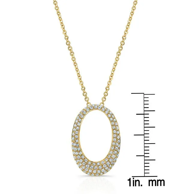 Diamond Pave Oval Pendant In 14k Yellow Gold (si)