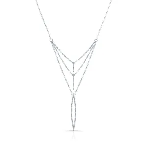 Diamond Pave Trio Icicles Layered Necklace In 14k White Gold (16-18 In Adj Chn)