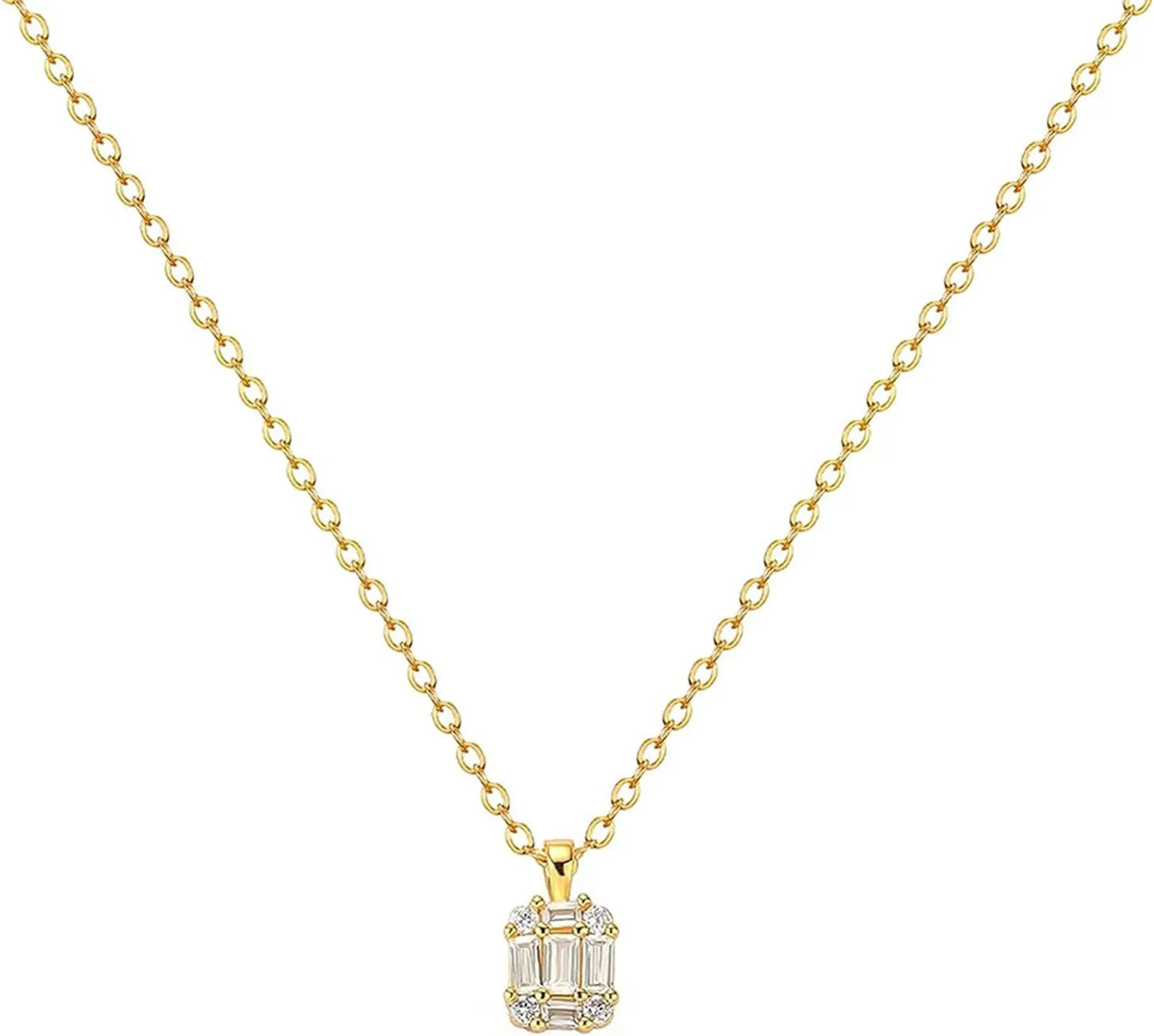 Diamond Pendant Necklace for WomenDainty Gold Plated Diamond Pendant Necklaces Simple CZ Solitaire Necklace Cute Gold Cubic Zirconia Choker Necklaces for Women Trendy Gold Jewelry Gift