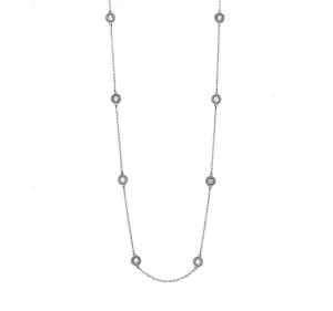 Diamond Station Necklace in White Gold