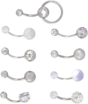 Didiseaon 9 Pcs Navel Nail Set Button Rings Belly Decoration Piercing Jewelry Navel Piercing Ring Navel Piercings Adornment Navel Ring Zircon