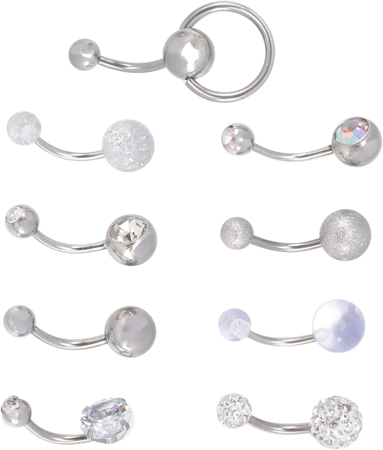 Didiseaon 9 Pcs Navel Nail Set Button Rings Belly Decoration Piercing Jewelry Navel Piercing Ring Navel Piercings Adornment Navel Ring Zircon