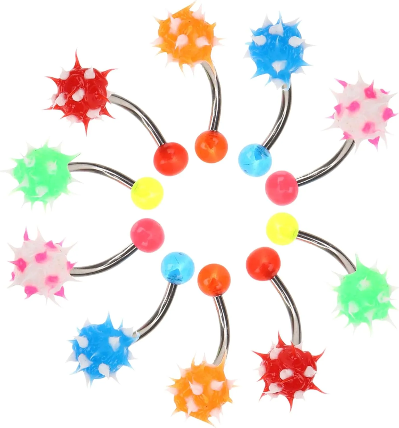 Didiseaon Fashion Navel Belly Button Ring for Women 10pcs Body Piercing Jewelry for Dance Party and Festival