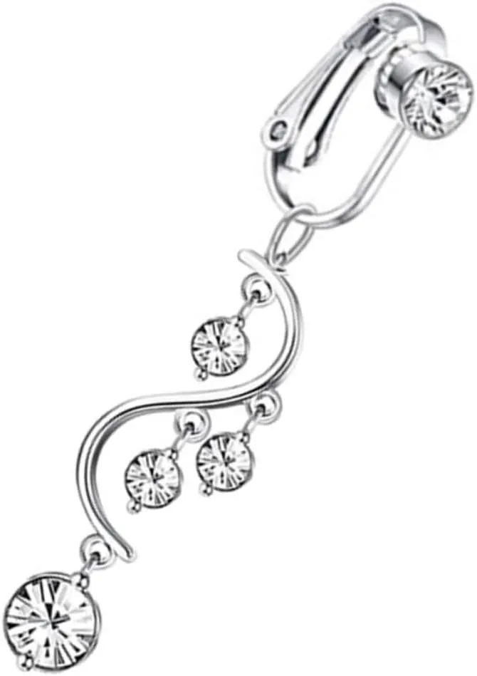 Didiseaon Spice up Your Look Button Ring Dangle Navel Jewelry Non-piercing Navel Ring for Women