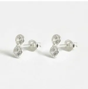 Double CZ Silver Ear Stud - Elegant and Luxurious Accessory for Any Occasion