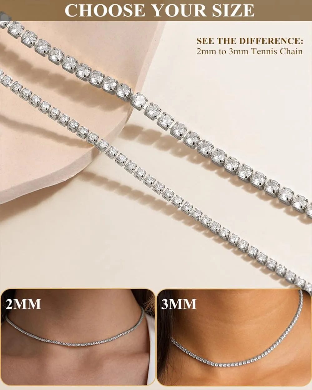 Double Layer Tennis Necklaces for Women - Dainty 14K Gold and Silver CZ Tennis Necklace Simple Tennis Chain Sparkly Cubic Zirconia Choker Necklaces for Women Trendy Bridal Wedding Prom Jewelry
