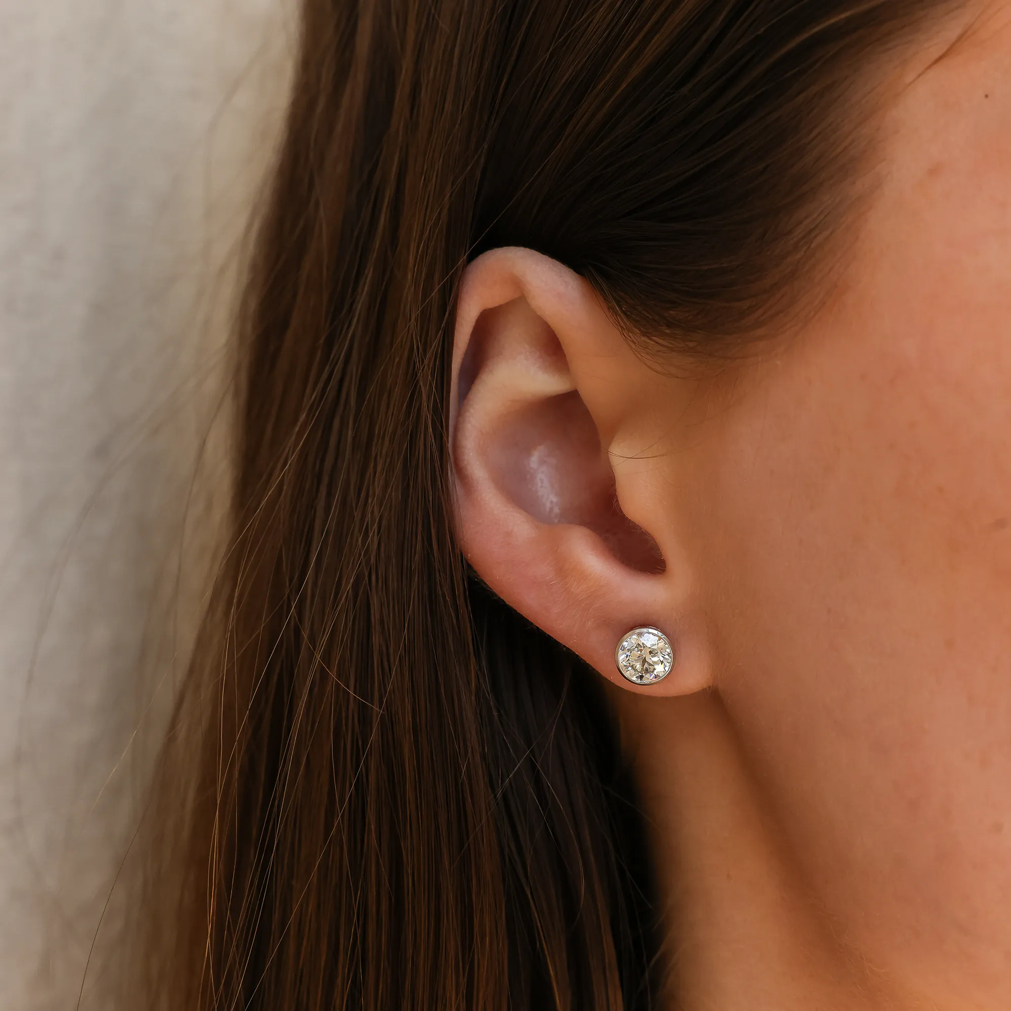 DRD Round Bezel Set Solitaire Studs 2.00 Ct. Total Weight