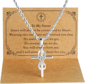 DS Religious Gifts for her Faith Cross Necklace for Women exquisite 18K Gold Inspirational Christian Bible Verse prayer birthday Jewelry stainless steel Necklaces To Sister Mom Daughter
