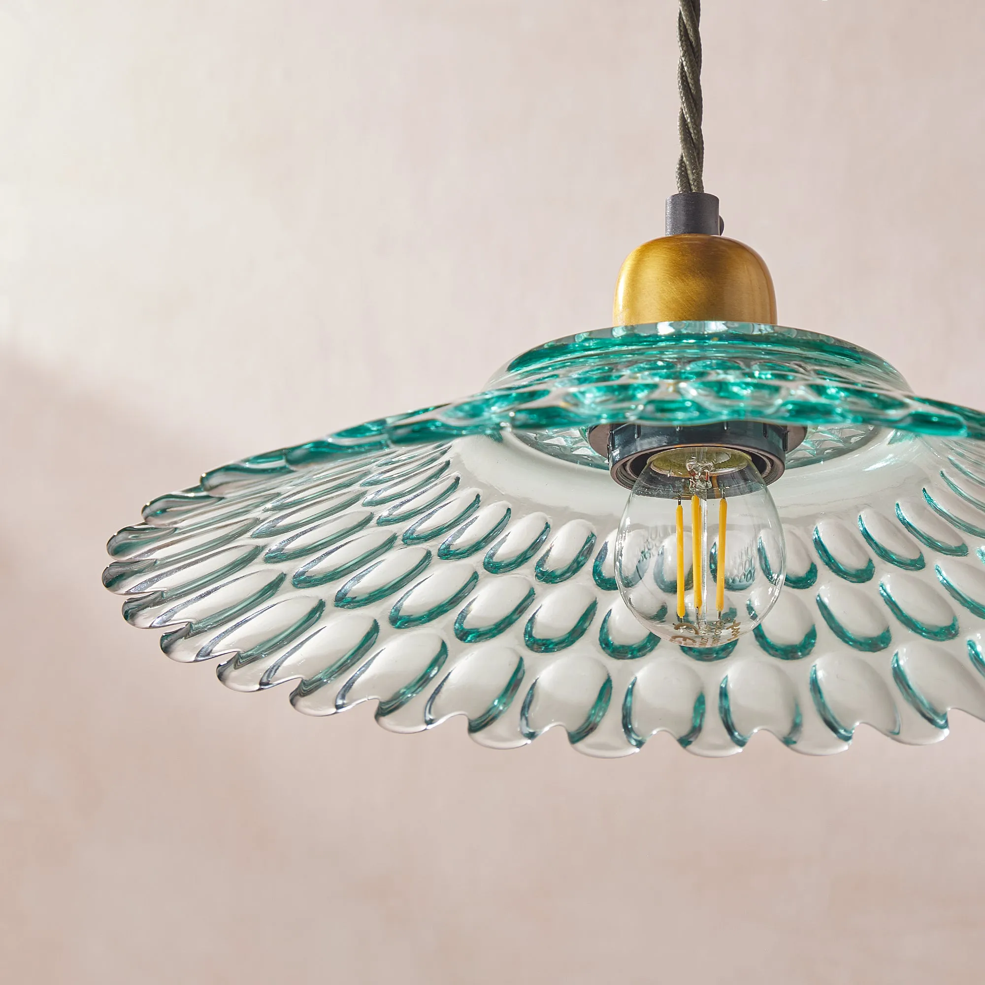 Eider pendant light in recycled green glass