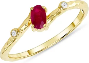 Elegant 14k Gold, Diamond and Rose Gold Genuine Oval Ruby Stackable Ring Genuine Birthstone Ring, 14k Yellow GOLD Red gemstone ring for women. Gold stacking rings for Female MADE IN USA.