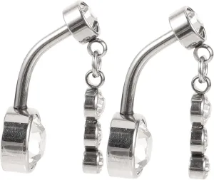 Elegant Belly Button Navel Rings Stainless Steel Piercing Jewelry Rhinestones for Women