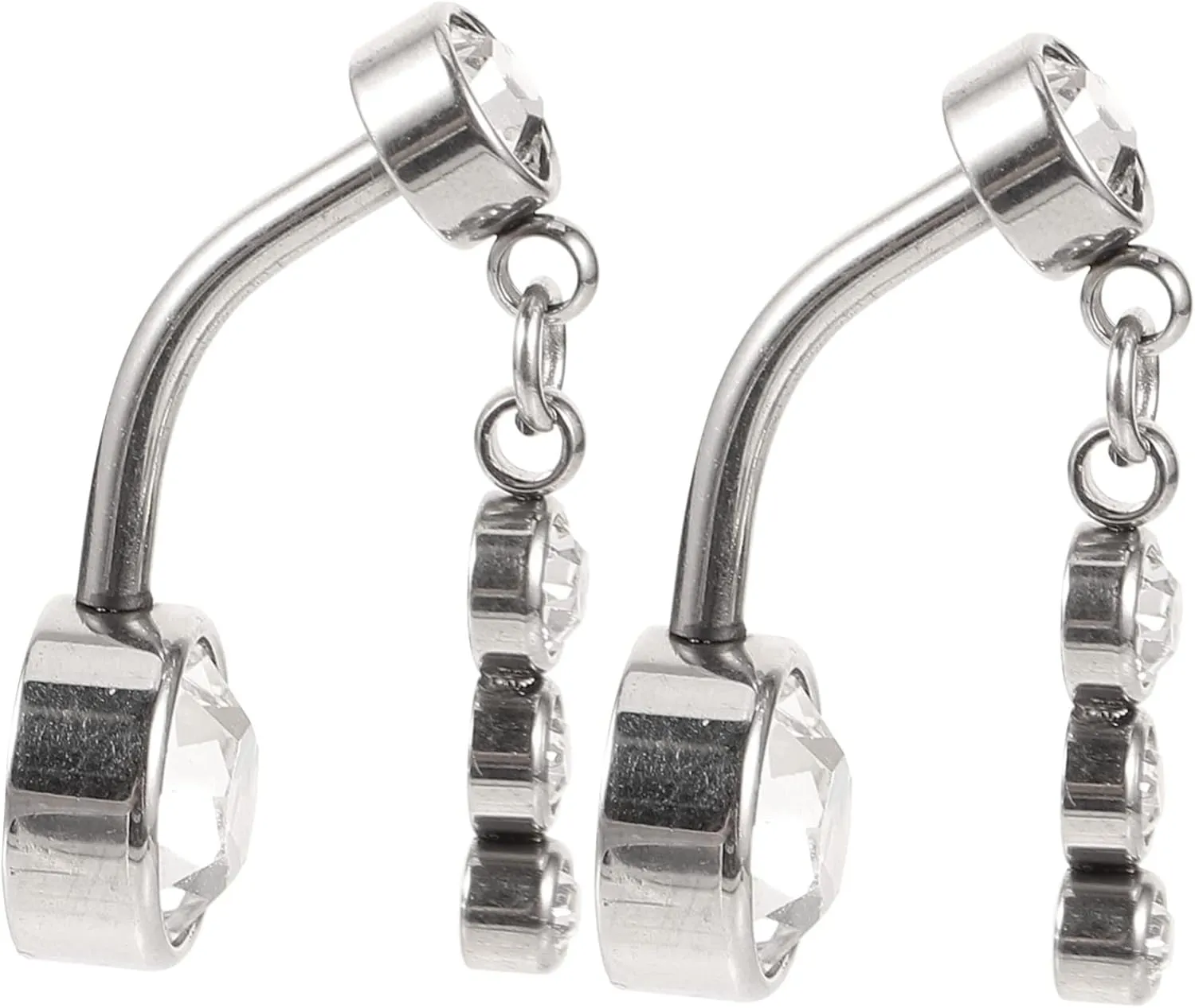 Elegant Belly Button Navel Rings Stainless Steel Piercing Jewelry Rhinestones for Women