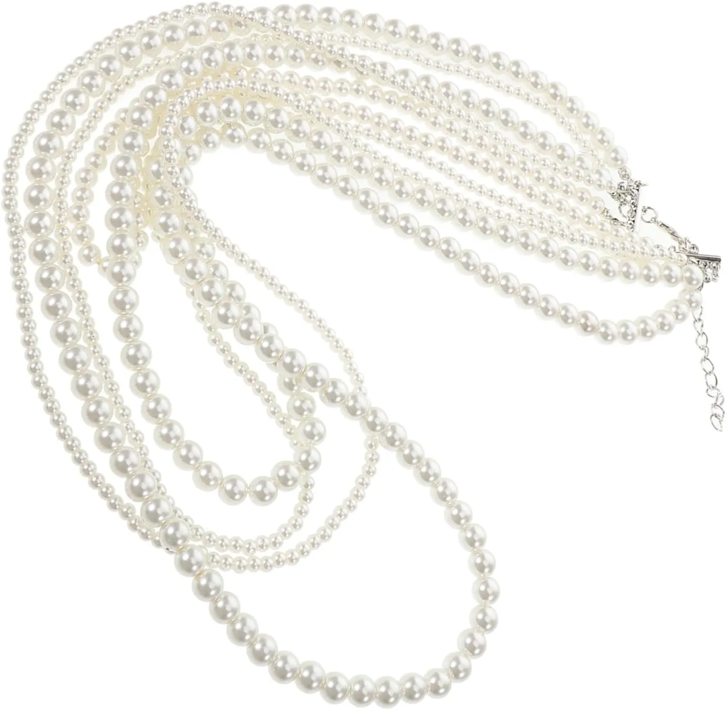 Elegant Long Layered Pearl Necklace for Women Multi Strand Accessory for Tea Parties Special Occasions Stylish Clavicle Necklace for Neck Decoration