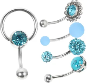 Elegant Stainless Steel Belly Button Navel Ring Women's Piercing Jewelry Set Belly Button Nails