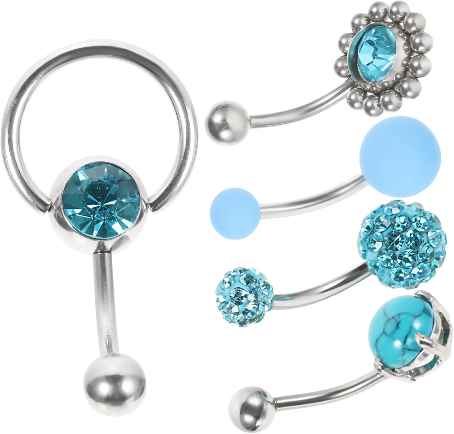 Elegant Stainless Steel Belly Button Navel Ring Women's Piercing Jewelry Set Belly Button Nails