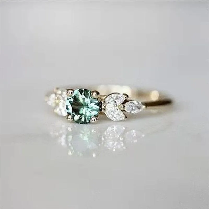 Emerald Zircon Gemstone Silver Ring