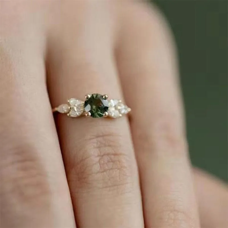 Emerald Zircon Gemstone Silver Ring