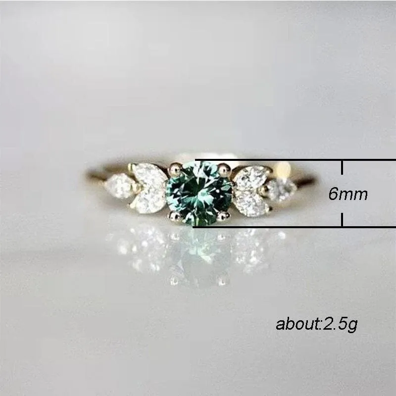 Emerald Zircon Gemstone Silver Ring