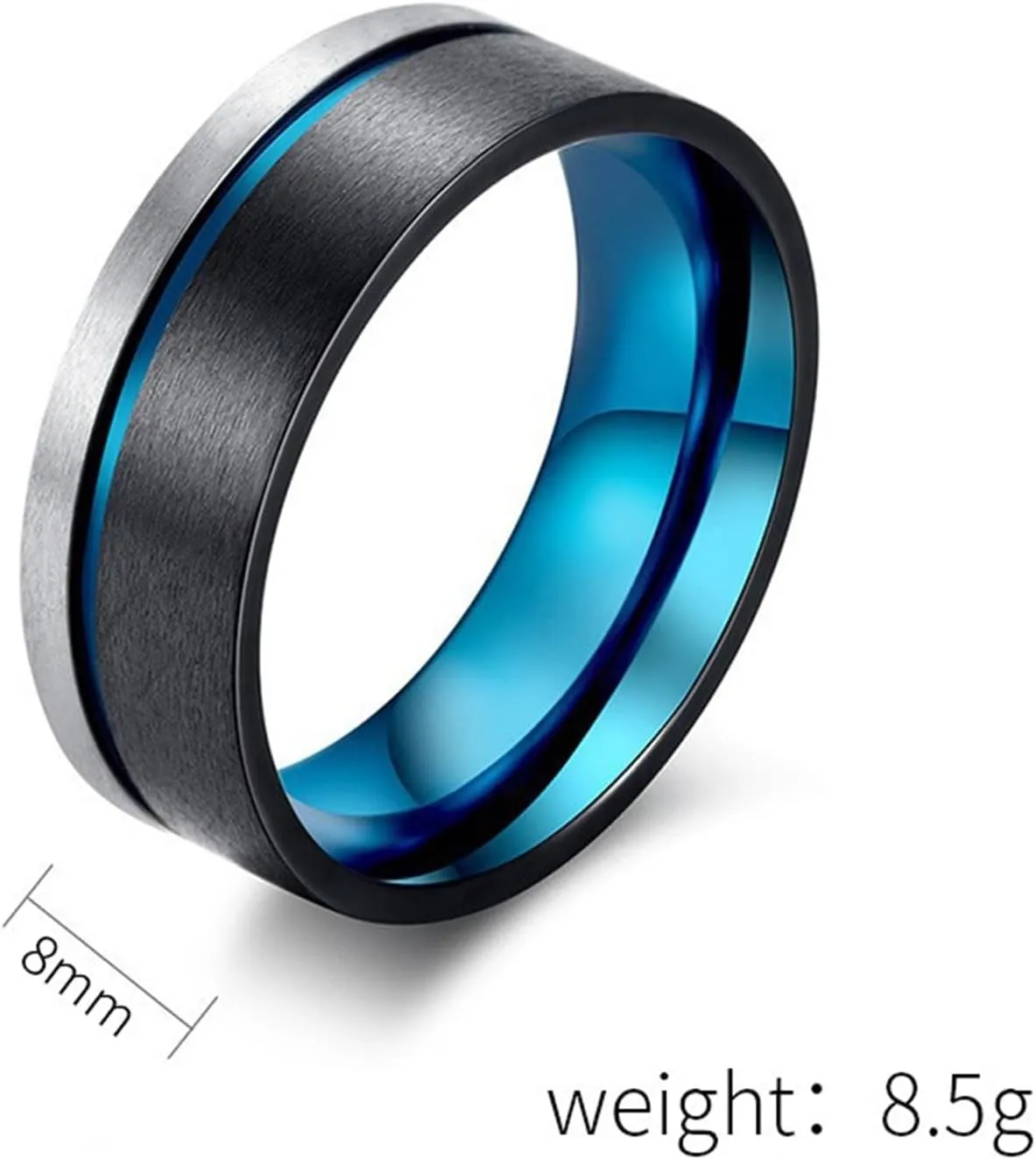 Engagement Rings for Men, Men Promise Ring Stainless Steel 2PCS Titanium Tricolor Brushed Ring 8mm Wedding Bands for Couple Anniversary Jewelry