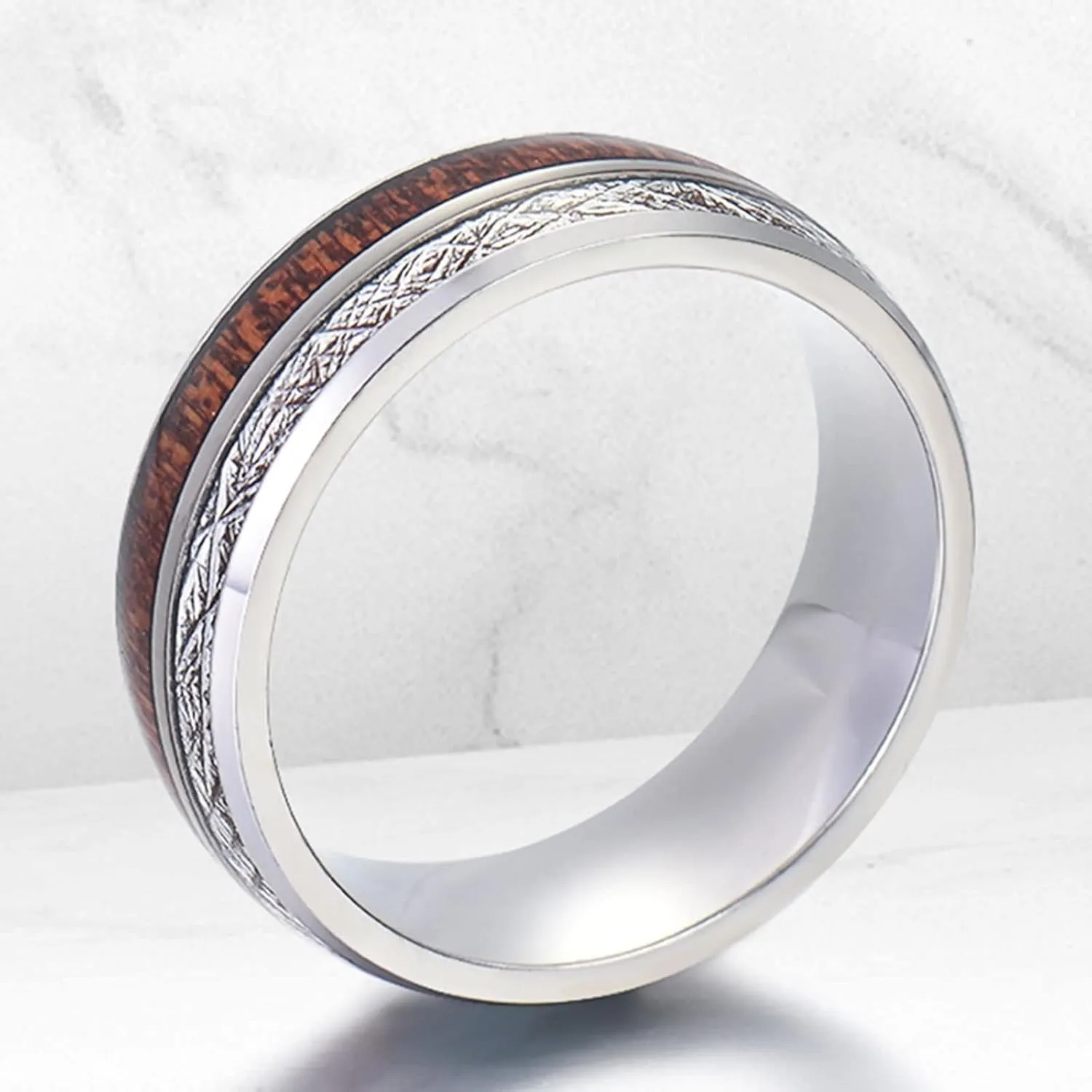 Engraving Rings Couple Rings Engagement,Rings Stainless Steel Wedding 8MM Silver Ring with Round Couple Promise Rings