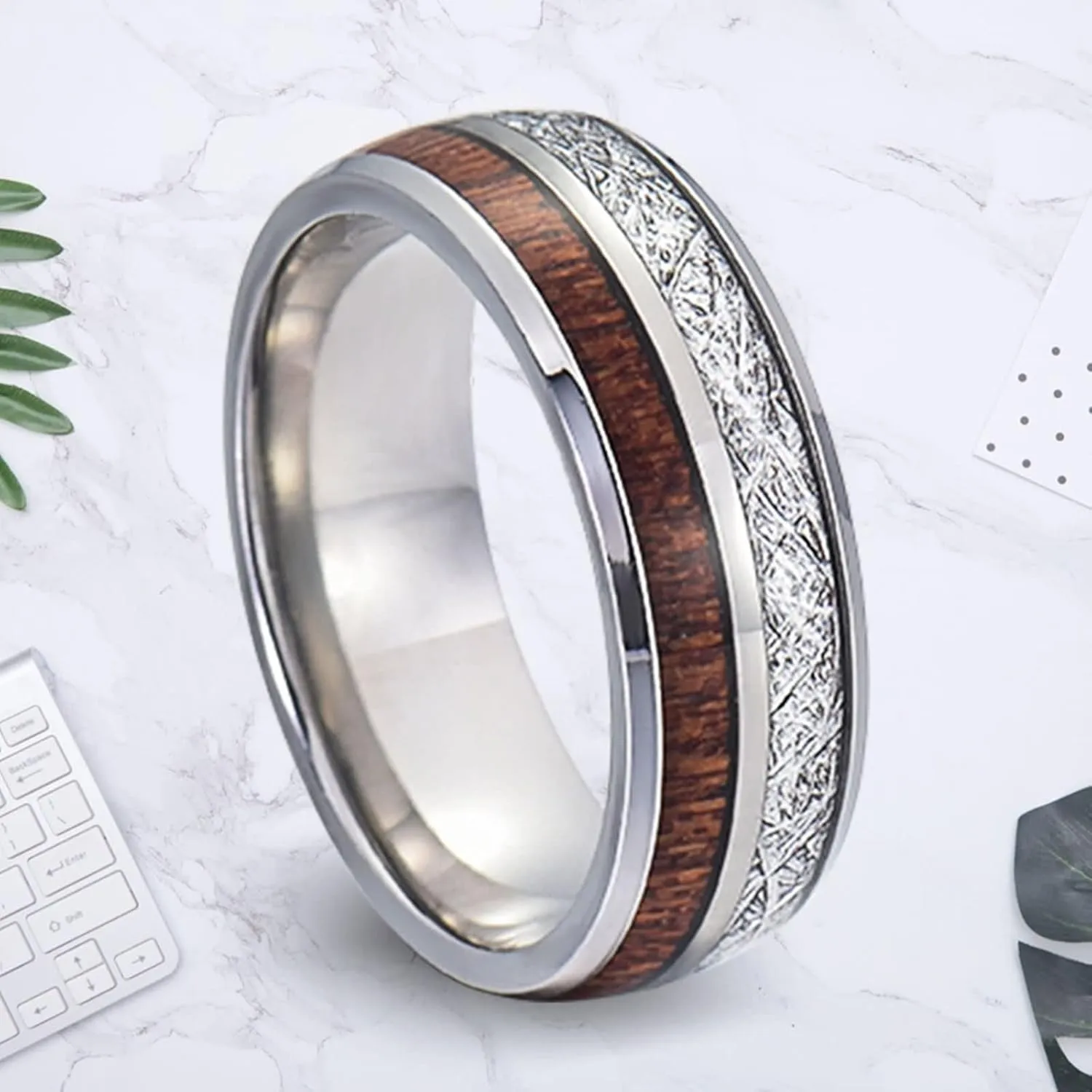 Engraving Rings Couple Rings Engagement,Rings Stainless Steel Wedding 8MM Silver Ring with Round Couple Promise Rings