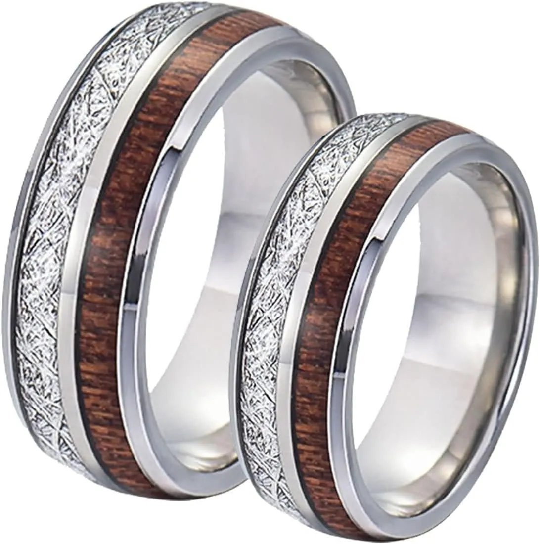 Engraving Rings Couple Rings Engagement,Rings Stainless Steel Wedding 8MM Silver Ring with Round Couple Promise Rings