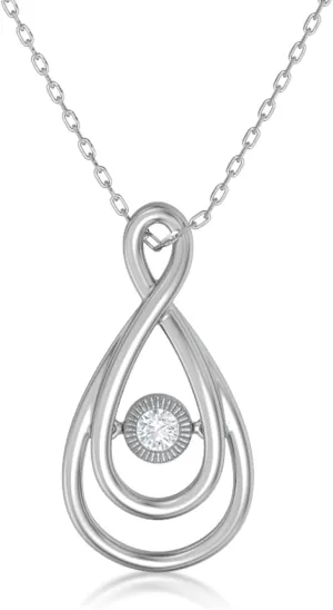 Eternaldia Dancing Diamond Necklaces for Women, Real Diamond Round or Heart Shape Necklace, Sterling Silver Necklace with 18 Inch Chain, Diamond Jewelry for Women (0.03-0.12 cttw)