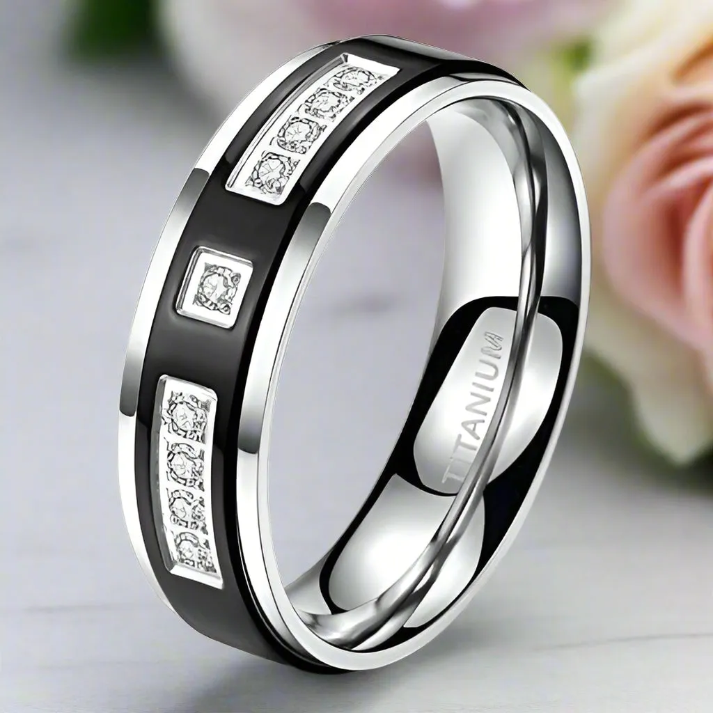 Eternity Diamond Men's Titanium Wedding Band