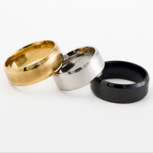 European Style 8MM Stainless Steel Band Titanium Classic Men Rings