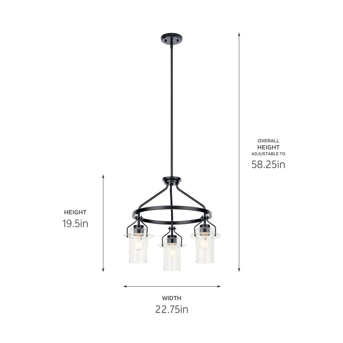 Everett 22.5" 3-Light Round Chandelier