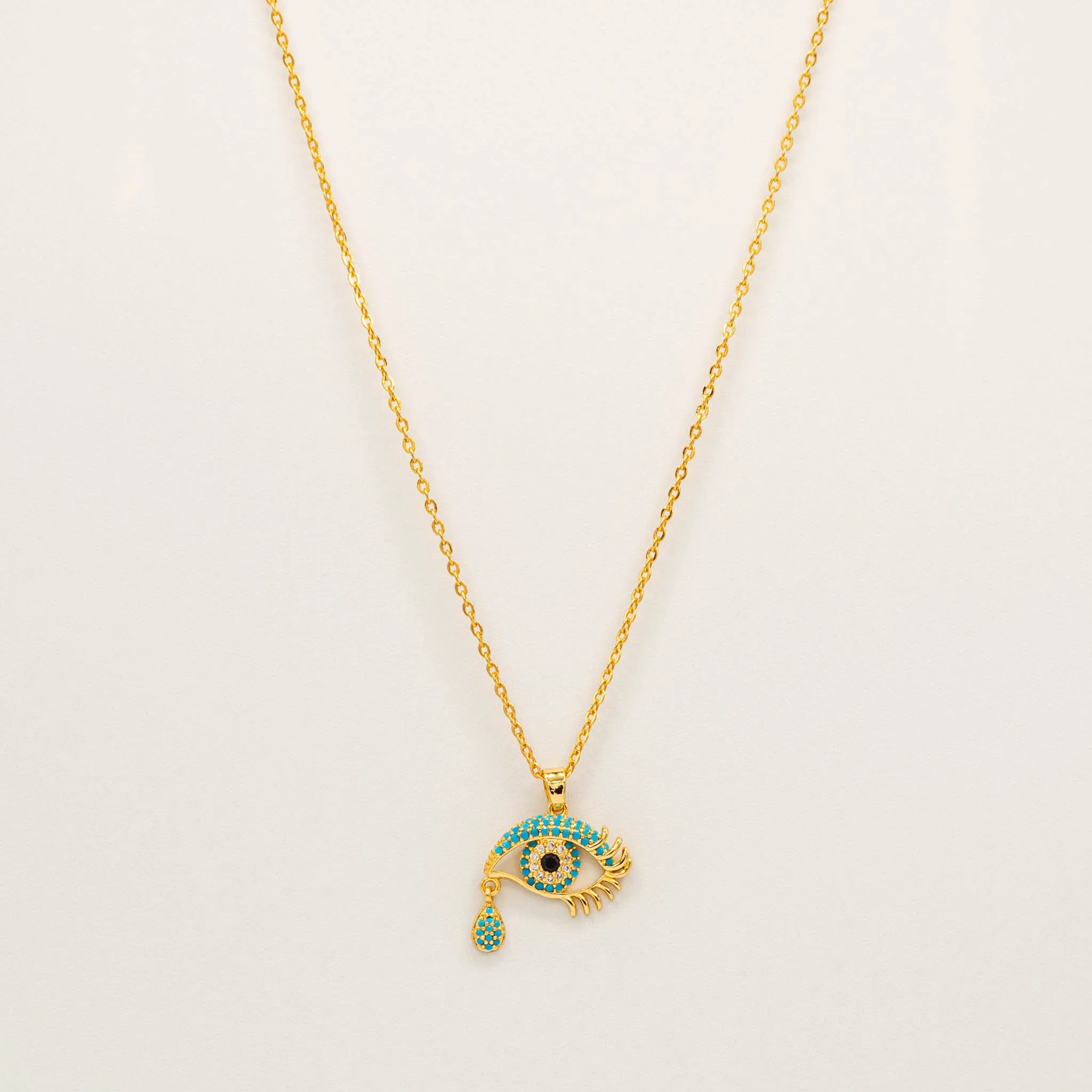 Evil Eye Tear Drop Necklace