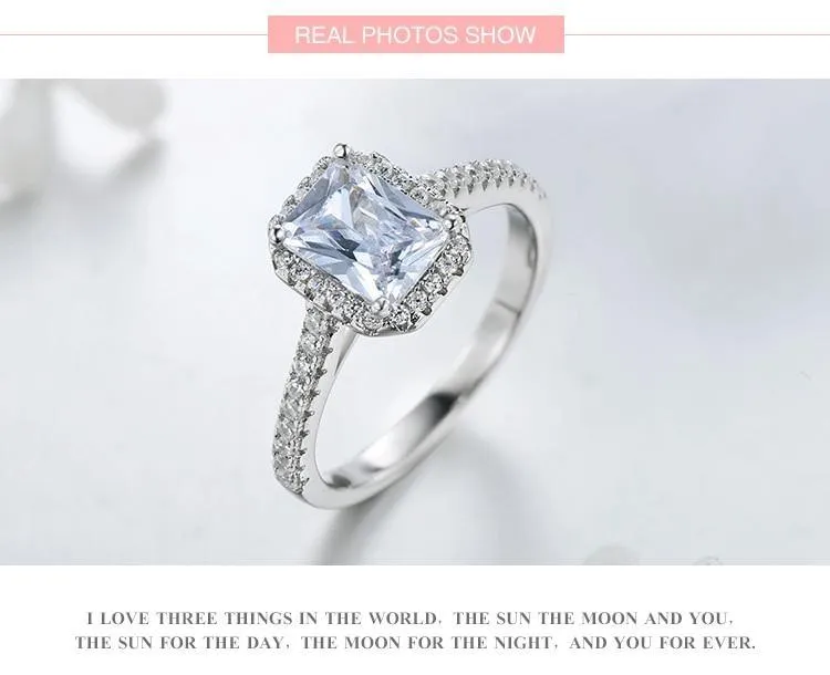Exquisite AAAAA Zirconia 925 Solid Silver Ring For Wedding
