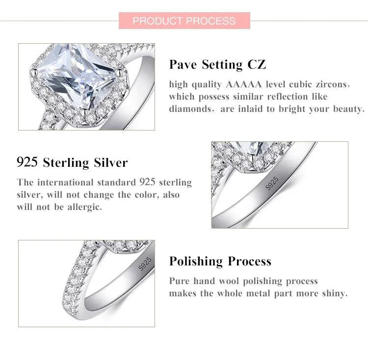 Exquisite AAAAA Zirconia 925 Solid Silver Ring For Wedding