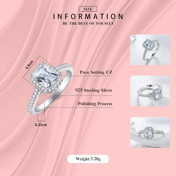 Exquisite AAAAA Zirconia 925 Solid Silver Ring For Wedding
