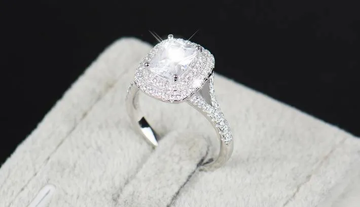 Exquisite Bridal 925 Sterling Silver AAAA  Quality CZ Wedding Ring