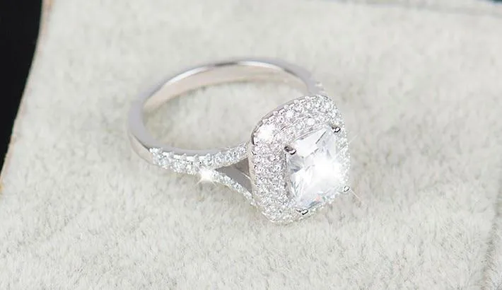 Exquisite Bridal 925 Sterling Silver AAAA  Quality CZ Wedding Ring