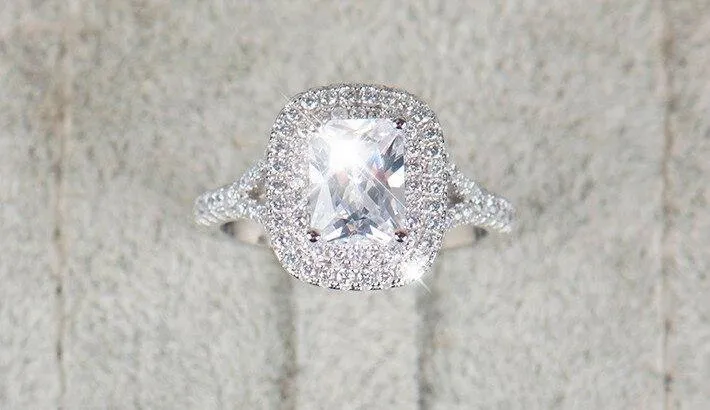 Exquisite Bridal 925 Sterling Silver AAAA  Quality CZ Wedding Ring