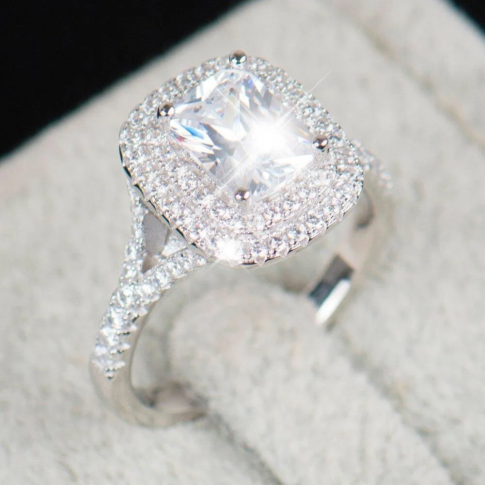 Exquisite Bridal 925 Sterling Silver AAAA  Quality CZ Wedding Ring