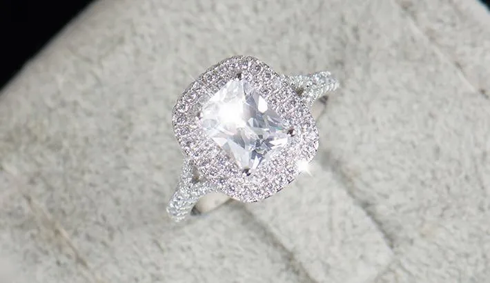 Exquisite Bridal 925 Sterling Silver AAAA  Quality CZ Wedding Ring