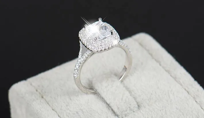 Exquisite Bridal 925 Sterling Silver AAAA  Quality CZ Wedding Ring
